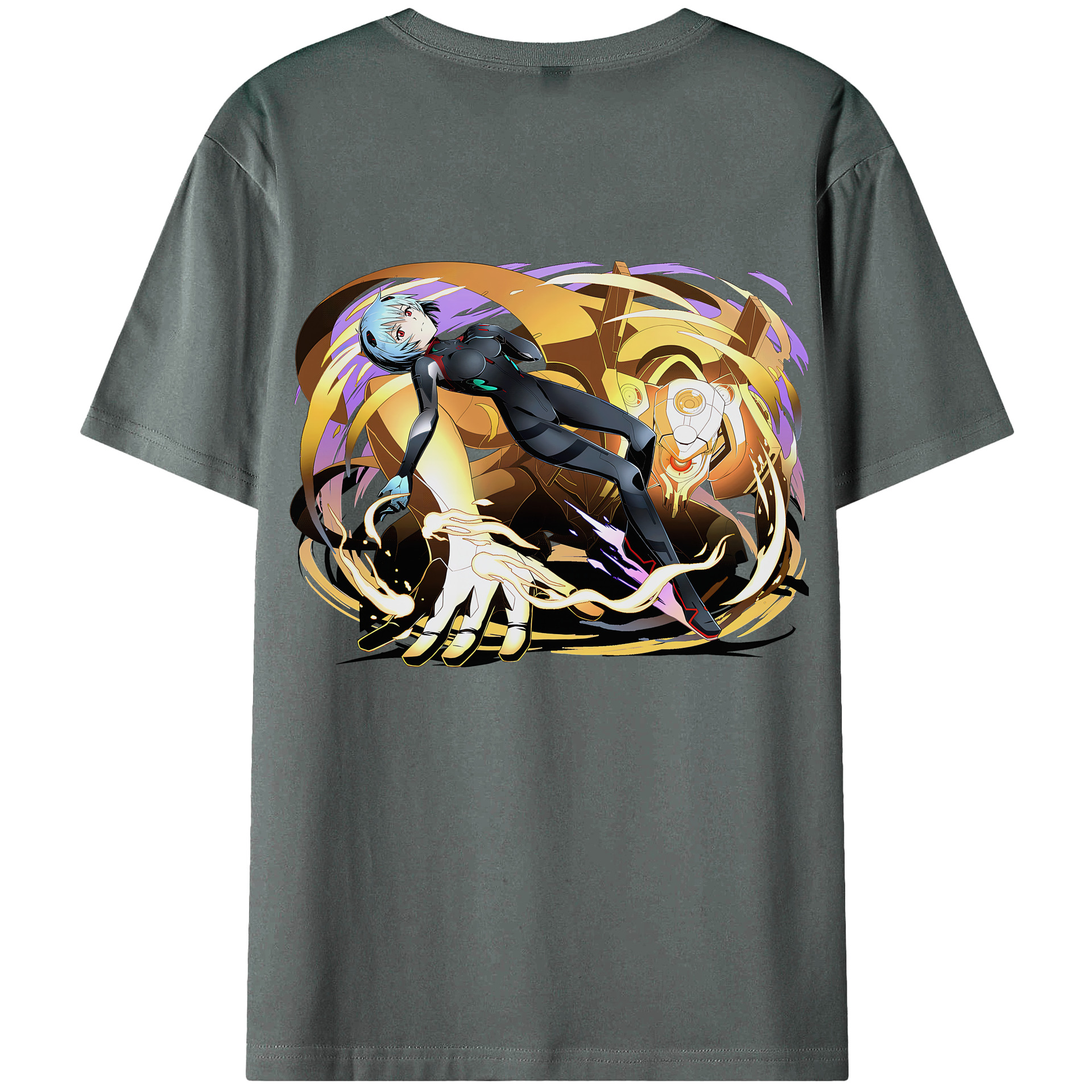 （画像用） EVA 新世紀エヴァンゲリオン 綿100％ メンズ半袖Tシャツ（バックプリント） 通気性
